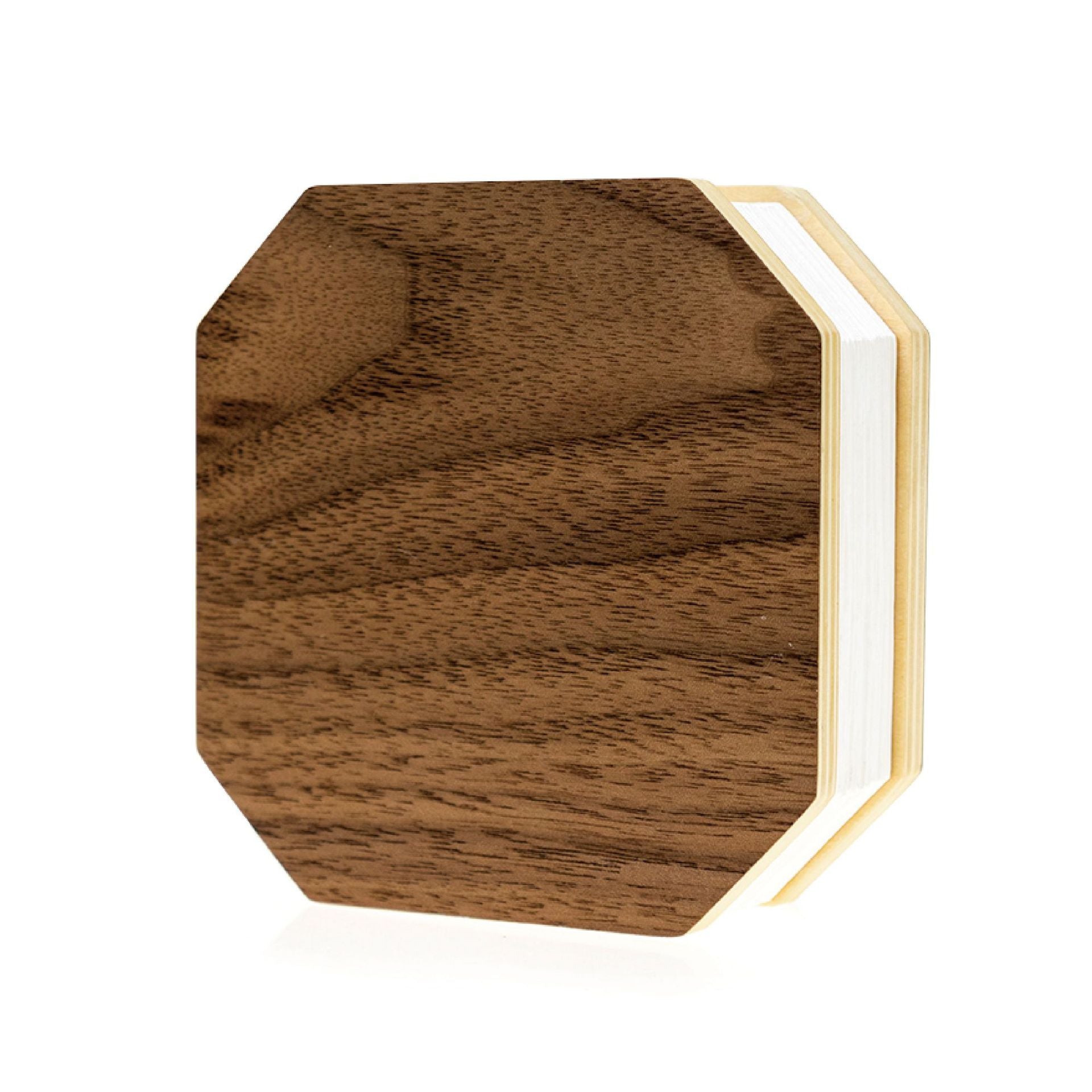 Accordion Lamp in Walnut finish - dark walnut wood cover, closed