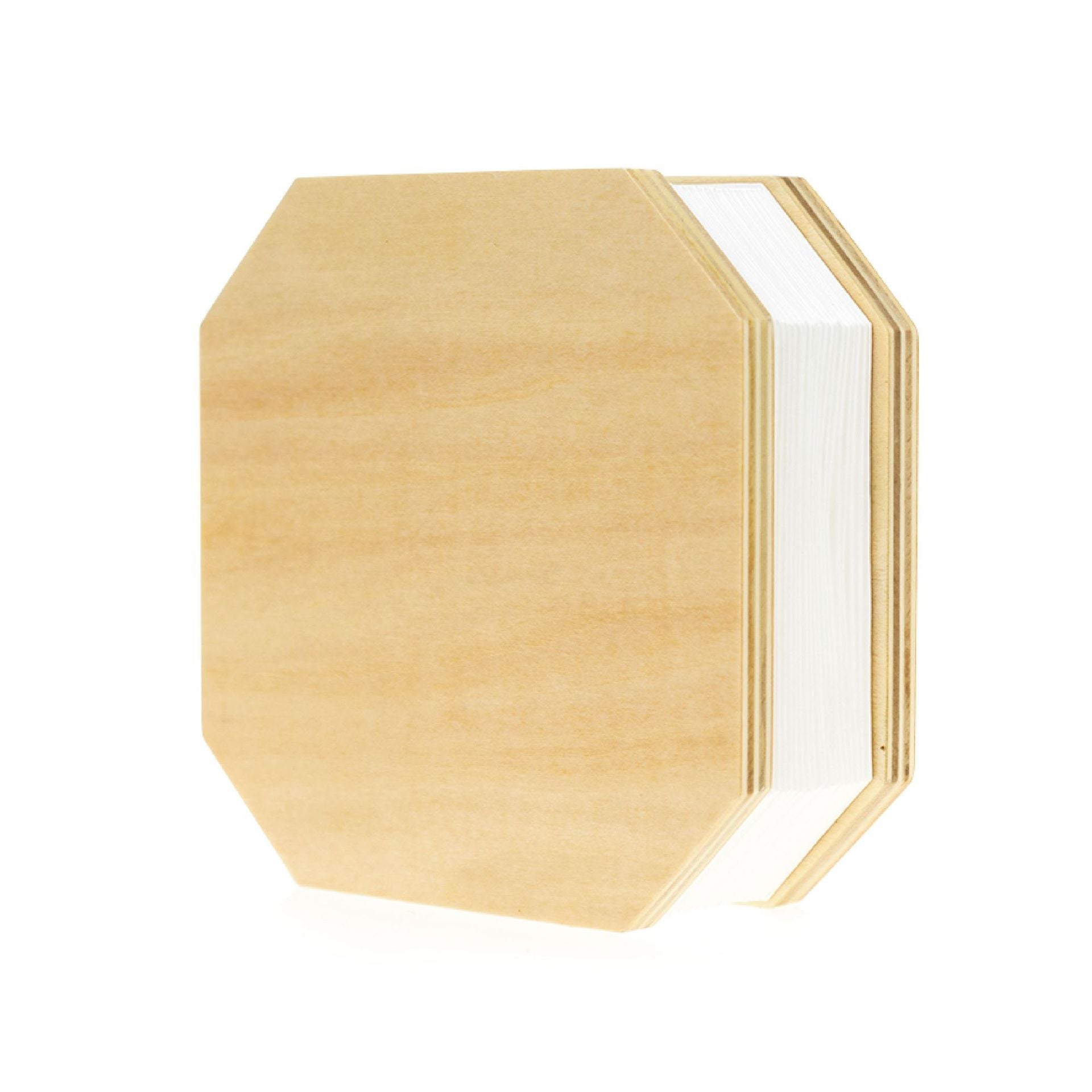 Accordion Lamp in Natural finish - pale maple wood cover, closed